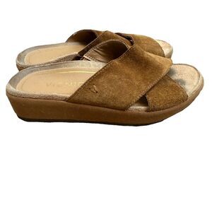 Vionic Suede Camel Color Slide Sandals Comfort Womens Size 5